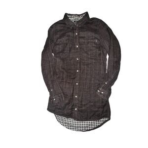 Dark Seas Flannel Shirt Men's Size XS Brown Red Plaid Flecked L/S Button Front